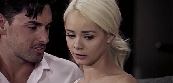 Teen Elsa Jean gets fucked by dirty couple Reena Sky after she talked with them and kissed guy